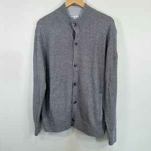 Peter Millar Cardigan Sweater Mens XL Gray Linen Merino Wool Golf Pebble Beach